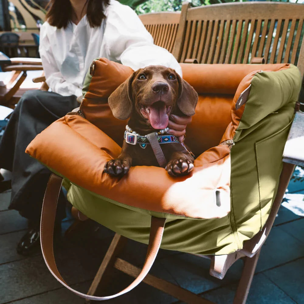 Luxury Faux Leather Dog Car Seat & Booster Bed