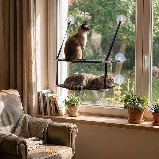Suction-Mounted Cat Window Perch Hammock
