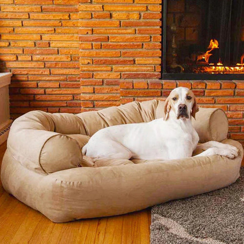 Cushioned Dog Sofa Bed with Raised Bolsters