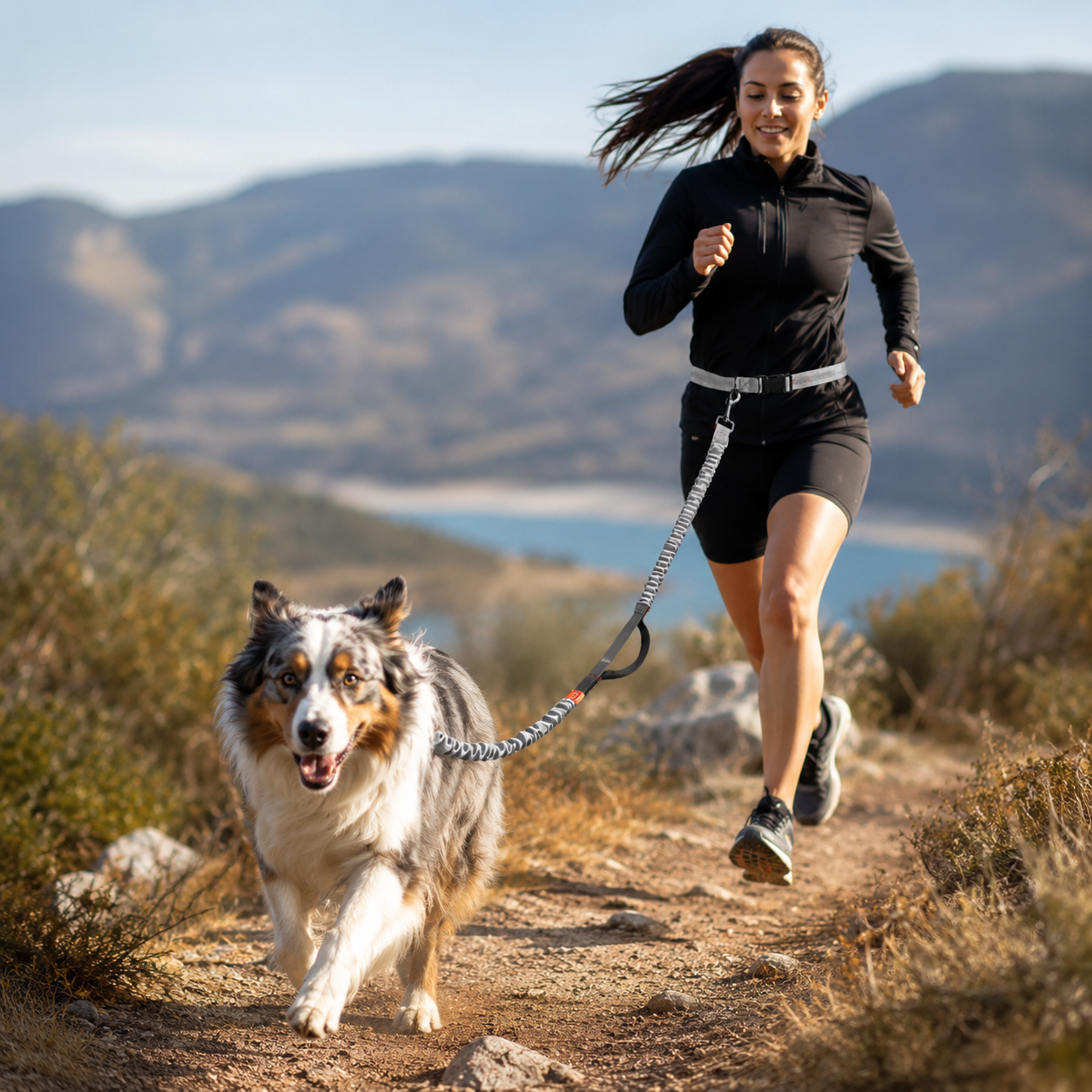 Hands-Free Running Dog Leash with Shock-Absorbing Bungee